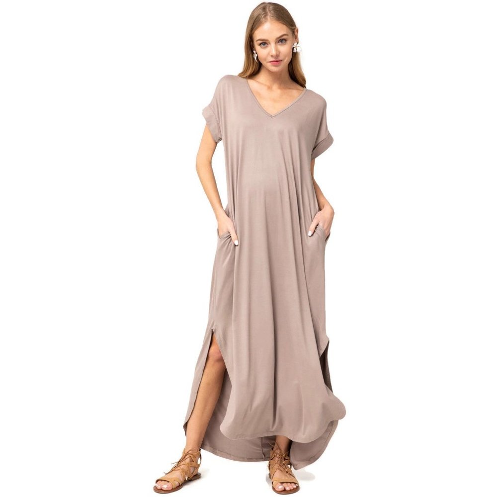 Entro Pocket Maxi Dress, Shitake